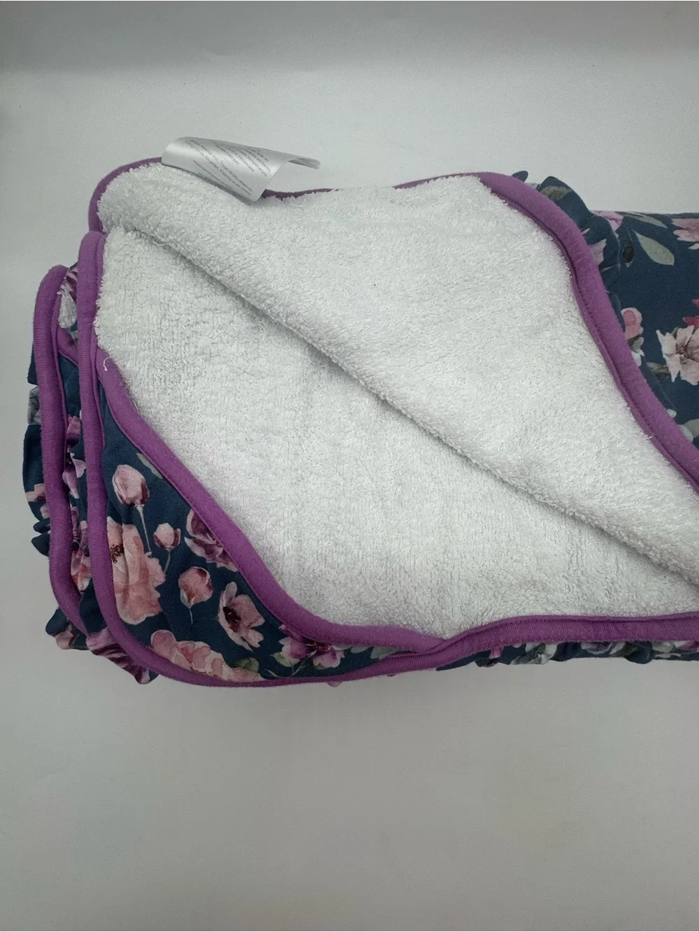 Posh Peanut Catherine (Floral) Hooded Towel with Ruffle Edges